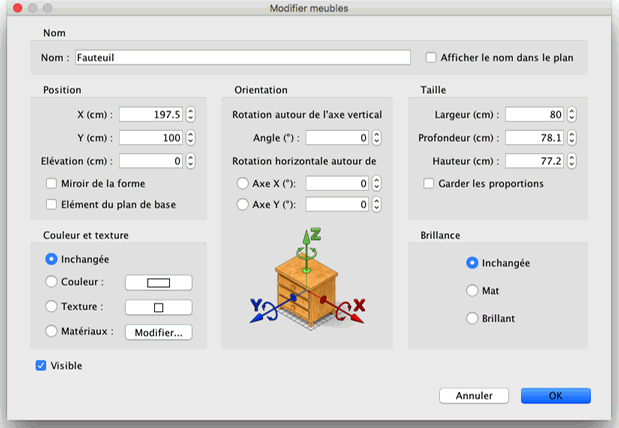 Modification des meubles