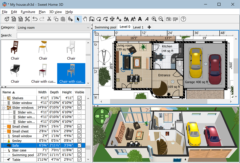 Sweet Home 3D Draw floor plans and arrange furniture freely