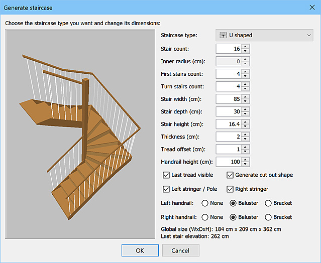 User's Guide: Creating a U-Shaped Stair with User-Specified Settings