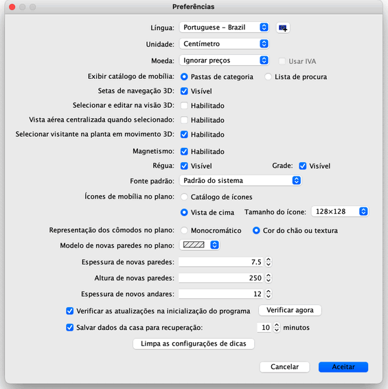 Editing preferences