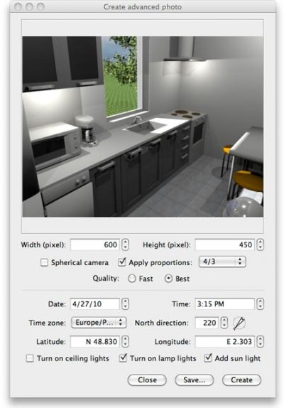 Sweet Home 3D advanced rendering, plug-in, photo-realistic images