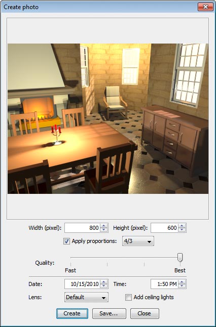 Sweet Home 3D 3.0. creating photo