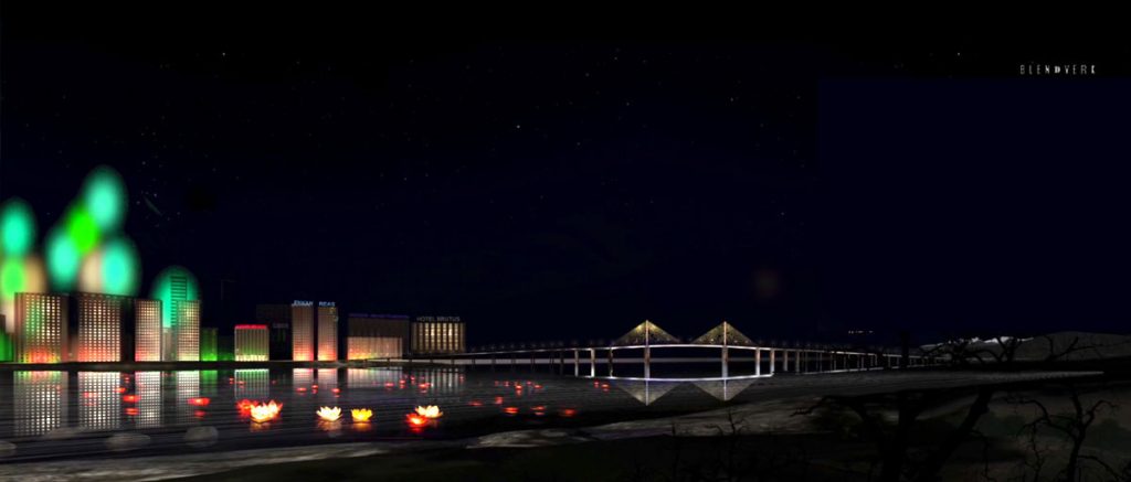 lighted bridge