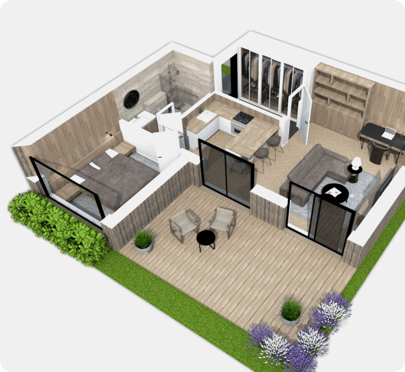 Inserisci porte, finestre, mobili e personalizza ogni stanza